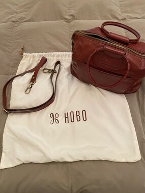 HOBO Chestnut Brown Leather Top-Handle Satchel with Removable Strap